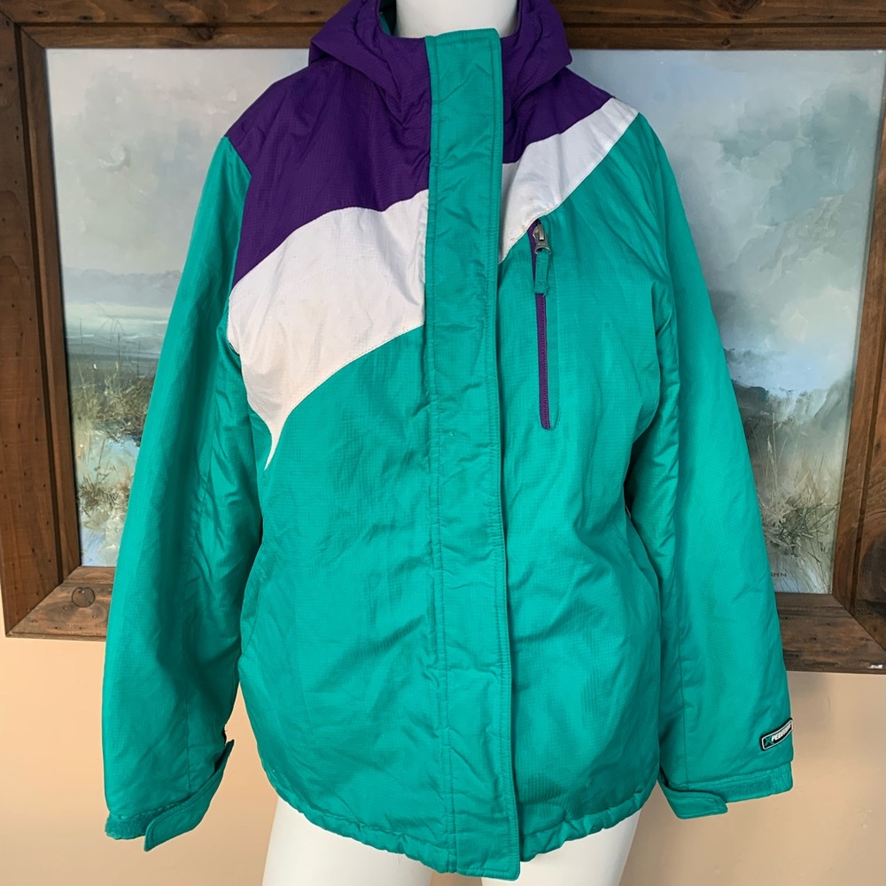 Vintage 90s Teal Zip Up Snowsuit Jacket | Retro 90s Rad Winter Ski Coat
